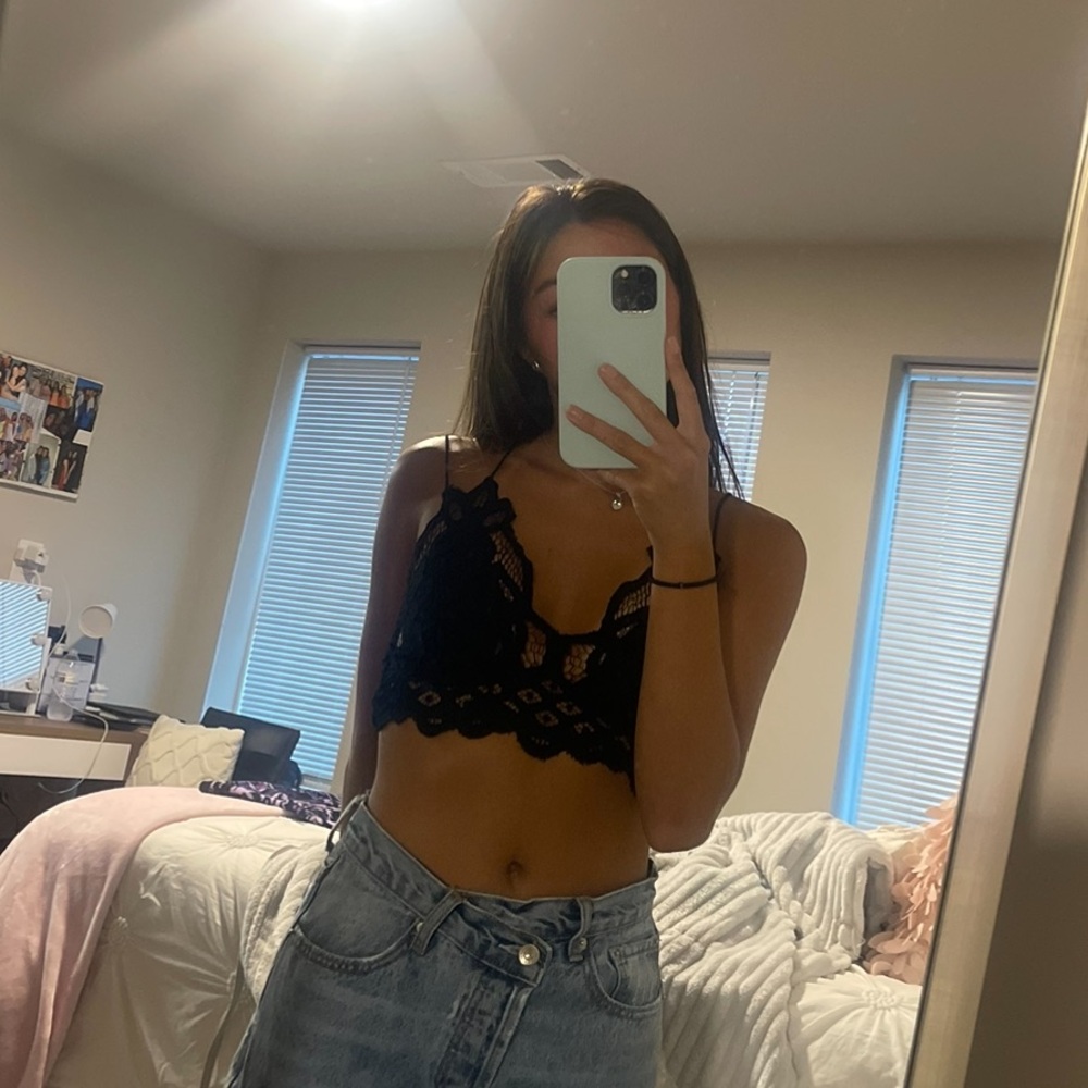 free people black lace bralette